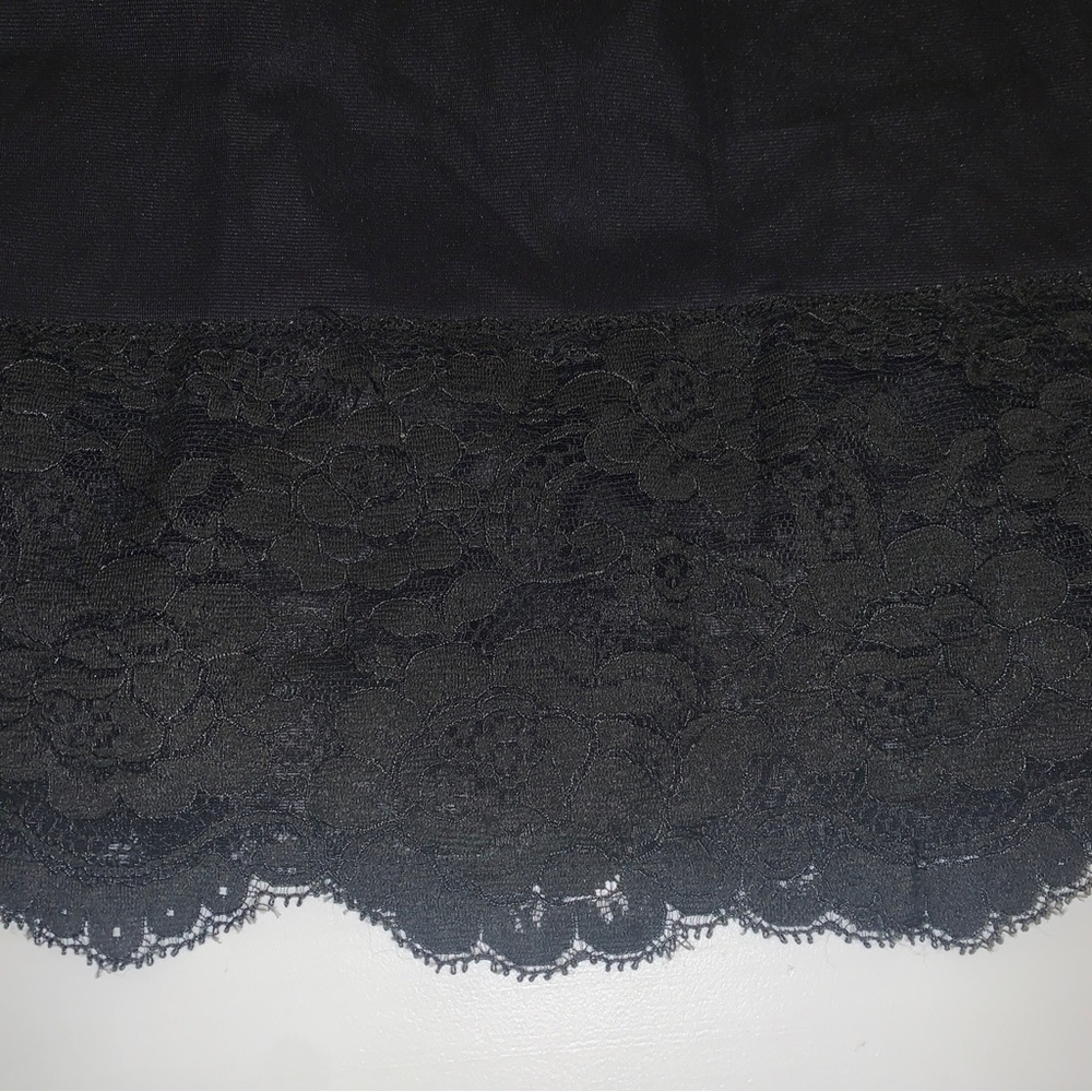 Vintage Wonder Maid Non Cling Black Lace Trimmed Nylon Half Slip W/ Slit Size M - Picture 6 of 14
